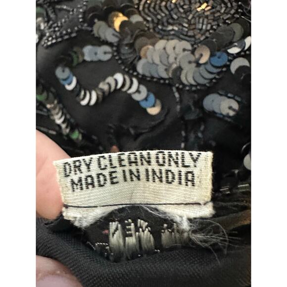 Barkha black sequin silk open back formal party dress size small - Picture 4 of 16